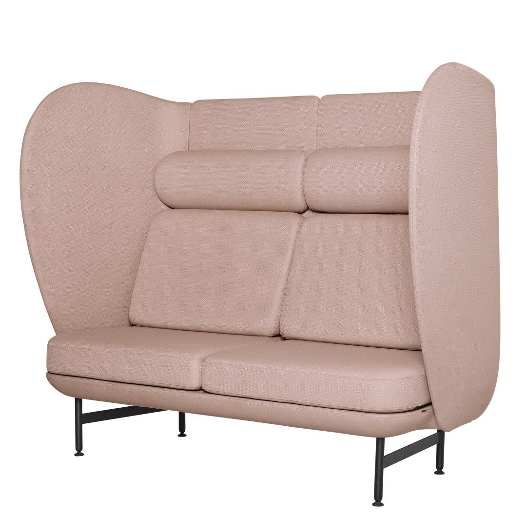 JH1002 Plenum Sofa von Fritz Hansen, 2-Sitzer in Rosa mit hoher Rückenlehne.